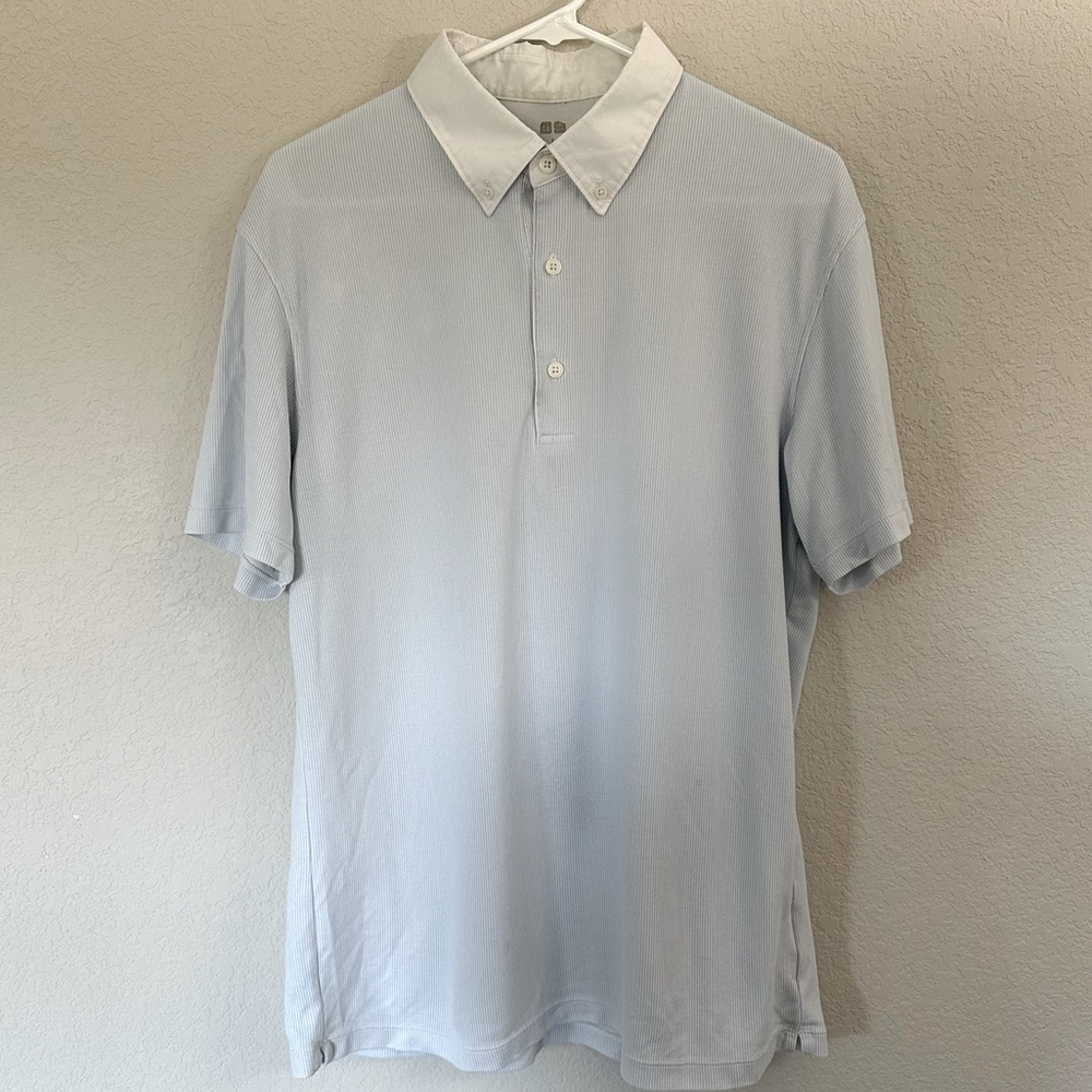 Uniqlo Airism Blue Pinstripe Polo